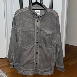 Zara Charcoal Gray Button Up
